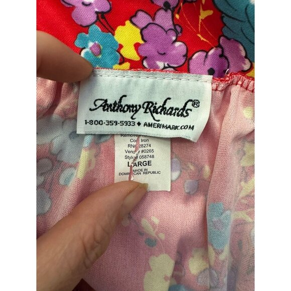 Anthony Richard’s Size Large Red Floral Mumu House Coat Mrs Roper Loungewear - Picture 5 of 9